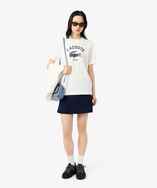 LACOSTE tシャツ ヘビーウェイト アーチネームカレッジロゴ