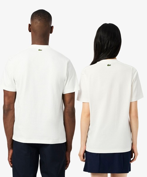 LACOSTE tシャツ ヘビーウェイト アーチネームカレッジロゴ