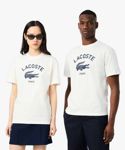 ラコステ ヘビーウェイトアーチネームカレッジTシャツ ブラック L　新品 アーチネームカレッジロゴTシャツ TH2733 - ラコステ（LACOSTE