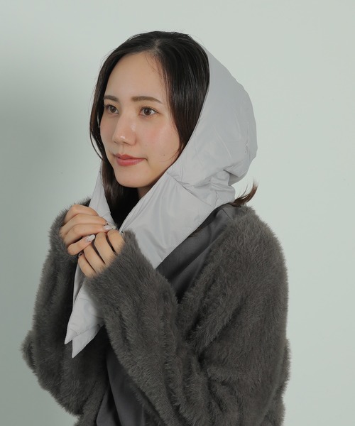 emesuelee マフラー ストール ダウンフード マフラー レディース