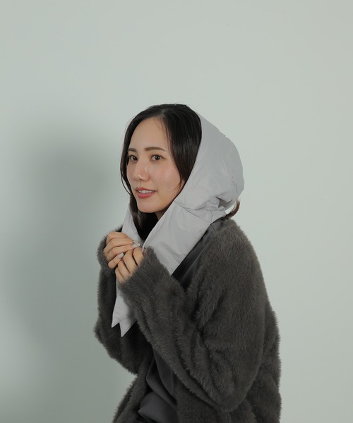 LEPHIL ダウン ショート グレー 美品 ルフィル　マフラー　シック　フード emesuelee マフラー ストール ダウンフード マフラー レディース