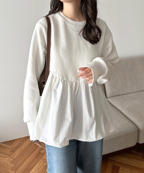 HeRIN.CYE 裏起毛 ウォームスウェット バルーンヘムドッキング 楽天市場】Balloon hem tops HeRIN.CYE ヘリンドットサイ
