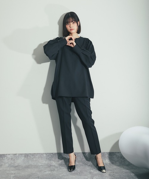 SMILE ORCHID（スマイルオーキッド） パンツドレス 肩ギャザーブラウス