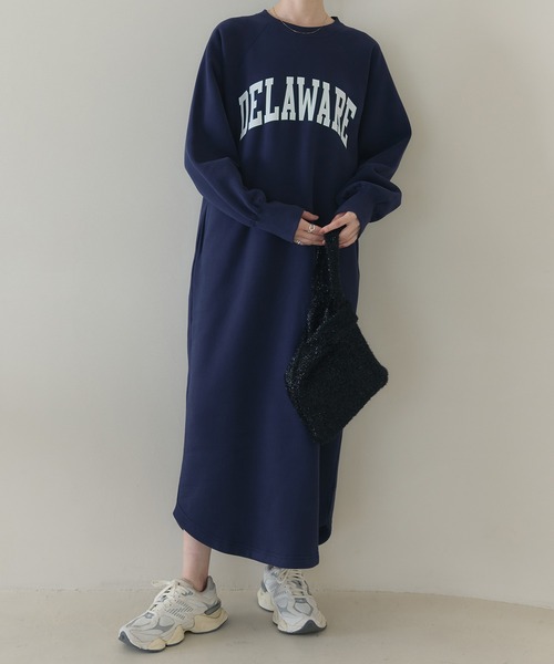 meilmada ワンピース 裏起毛カレッジロゴワンピース : ZOZOTOWN Yahoo