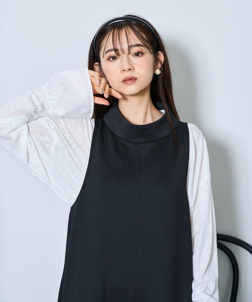 新品未使用 ルゼフィール ブラック リネン ゆったり 大人可愛いオールインワン フレンチスリーブオールインワン＜大きいサイズ有＞シック