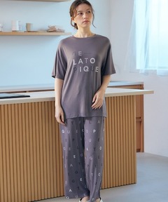 パジャマ ルームウェア 「接触冷感」レーヨンロゴ柄ロングパンツ レディース