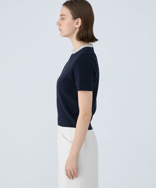 BALLSEY ＊ ボールジィ ネイビー トップス 中古・古着通販】BALLSEY (ボールジィ) パールコンビ Vネック
