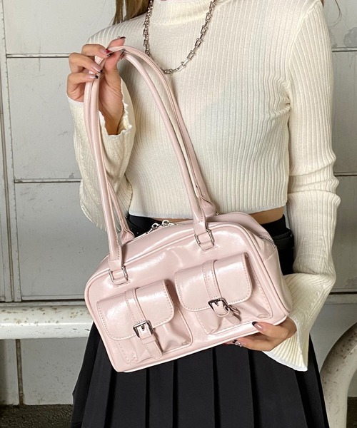 non-hedge（ノンヘッジ） ボストンバッグ 2ポケット付合成皮革ボストン