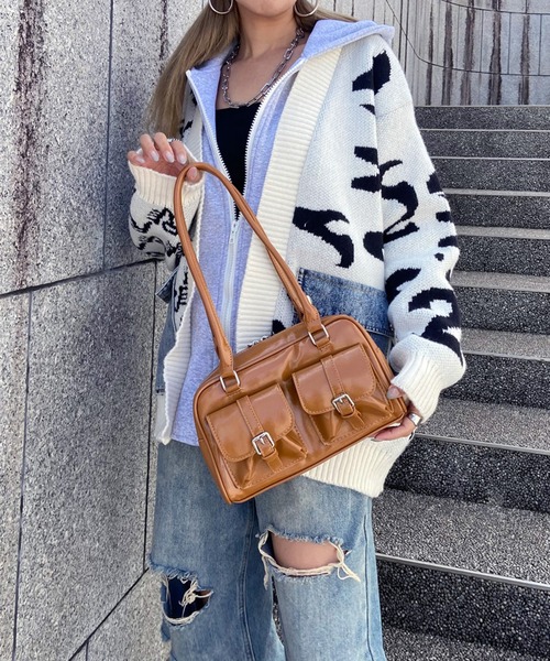 non-hedge（ノンヘッジ） ボストンバッグ 2ポケット付合成皮革ボストン