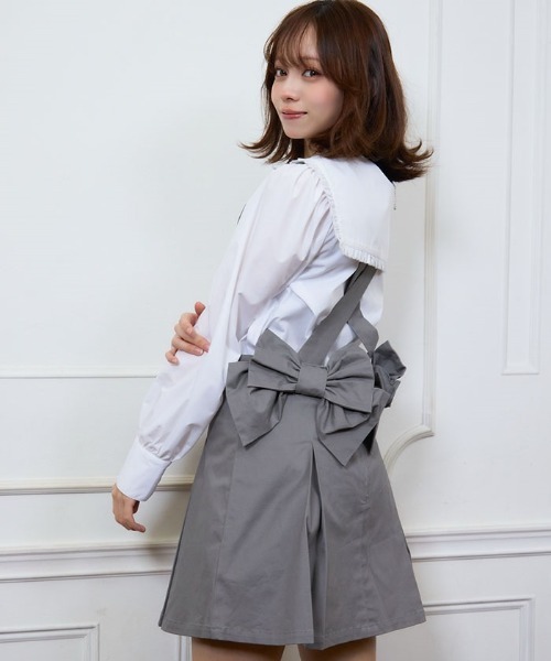 【Fickle Bebe】リボンジャンパースカート Fickle Bebe ジャンパースカート リボンジャンパースカート
