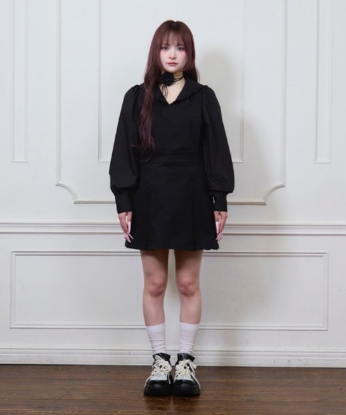 【サイズ交換ＯＫ】 Fickle Bebe リボンジャンパースカート ジャンパースカート ワンピース