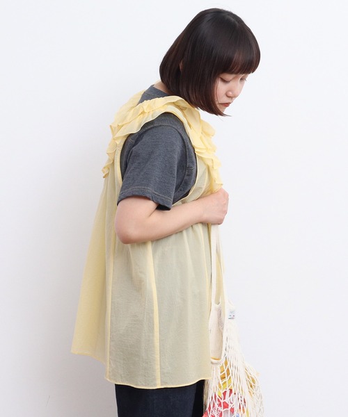 Dot and Stripes CHILD WOMAN フリルブラウス CHILD WOMAN - ＜Dot and Stripes＞高密度ブロード×綿レース V