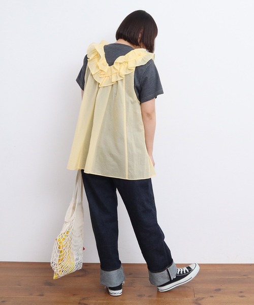 ブラウス シャツ スカラ刺繍ティアードノースリブラウス レディース Gready Brilliantスカラ刺繍ティアードノースリーブブラウス