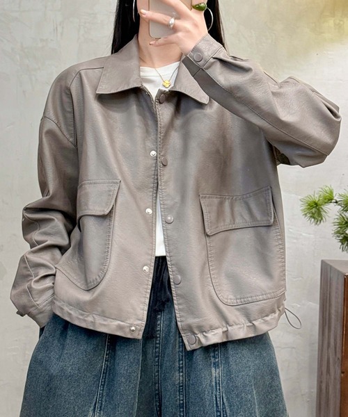 レザージャケット ライダース クラシックカラーデザインPUレザージャケット レディース