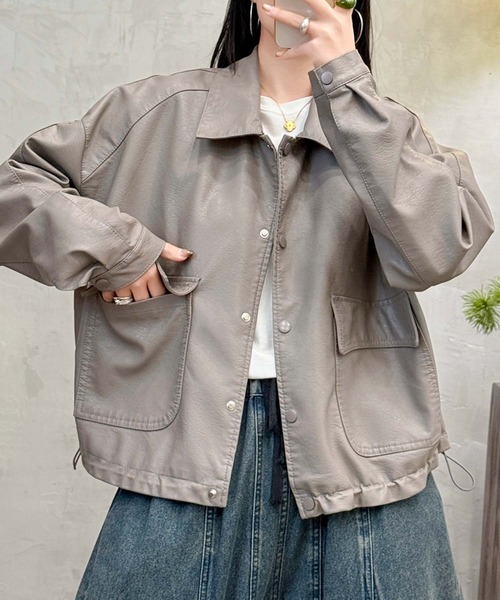 レザージャケット ライダース クラシックカラーデザインPUレザージャケット レディース