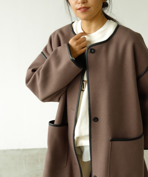 「Auntie Rosa Holiday」 ノーカラーコート FREE ベージュ レディース_画像6