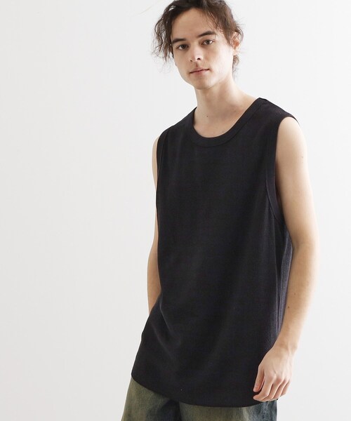 TAAKK 21ss ダブルジップ ノースリーブTシャツ / タンクトップ tk.TAKEO KIKUCHI（ティーケータケオキクチ） タンクトップ ワッフル