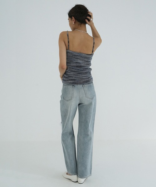 クラネ　キャミトップス CLANE（クラネ） キャミソール MIX BORDER SIDE HOLE KNIT TOPS