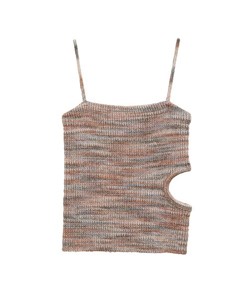 CLANE（クラネ） キャミソール MIX BORDER SIDE HOLE KNIT TOPS