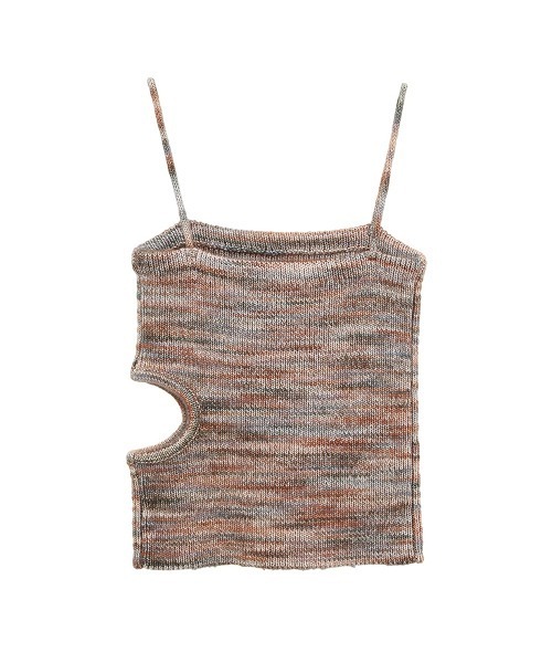 【新品】CLANE MIX BORDER SIDE HOLE KNIT TOPS CLANE（クラネ） キャミソール MIX BORDER SIDE HOLE KNIT TOPS