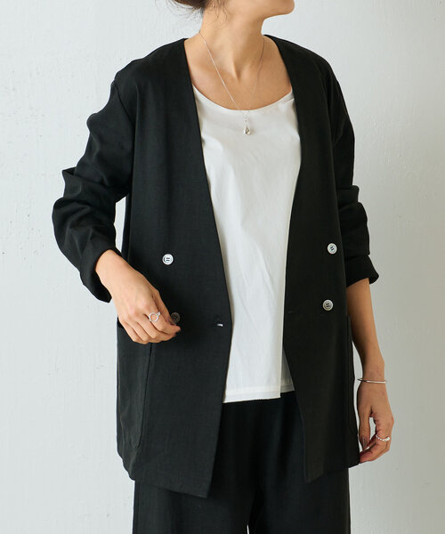 美品 BEARDSLEY リネンサマージャケット ブラック 美品 BEARDSLEY リネンサマージャケット ブラック