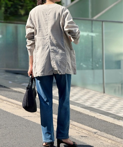 beardsley レースと麻のリバーシブルジャケット beardsley レースと麻のリバーシブルジャケット 刺繍ジャケット