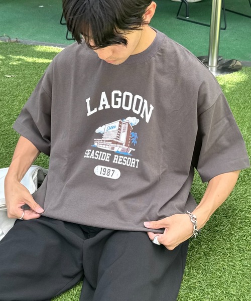 プリント シャツ レディース ビックシルエット DEVICE tシャツ ビッグシルエット サークル カレッジロゴ 韓国