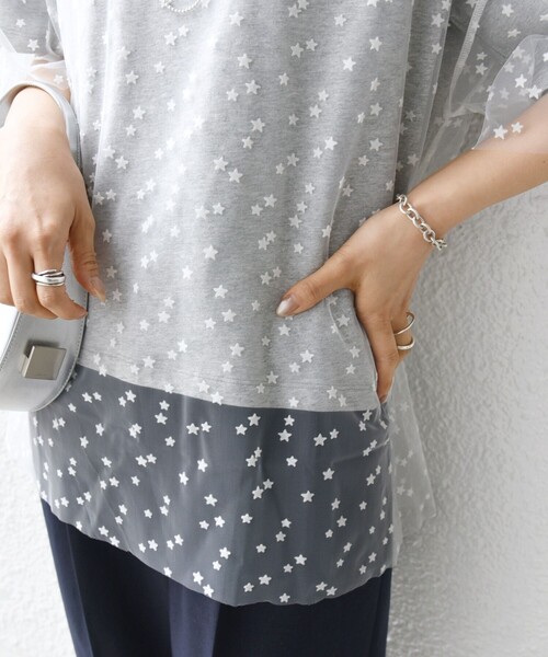 tシャツ 「WEB限定」スター チュール レイヤード TEE レディース