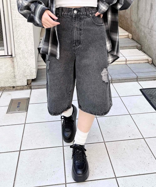 INGNI ジーンズ デニム デニムパンツ クラッシュデニムハーフ