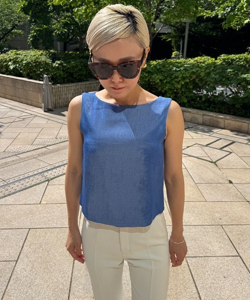 tシャツ エアリーデニム見えトップス レディース