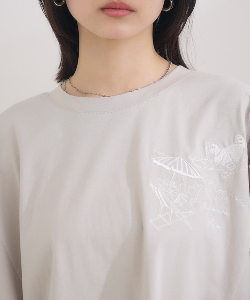 tシャツ 「KATHARINE ROSS」キャットミント刺しゅうTシャツ レディース KATHARINE ROSS tシャツ 「KATHARINE ROSS」「キャサリンちゃん