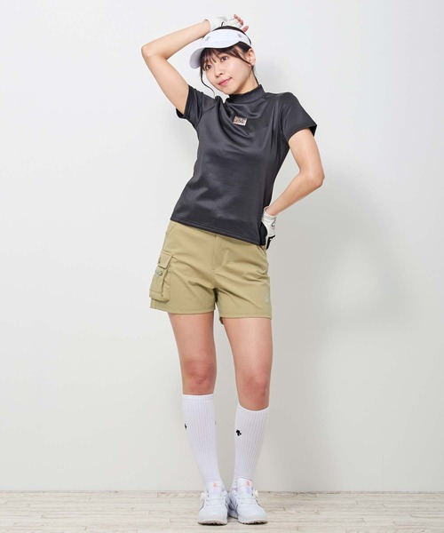 AMAZINGゴルフ レディースセットアップ ストレッチ半袖ポロ＋ショートパンツ AMAZING ゴルフウェア 上下セット レディースポロTシャツ＋