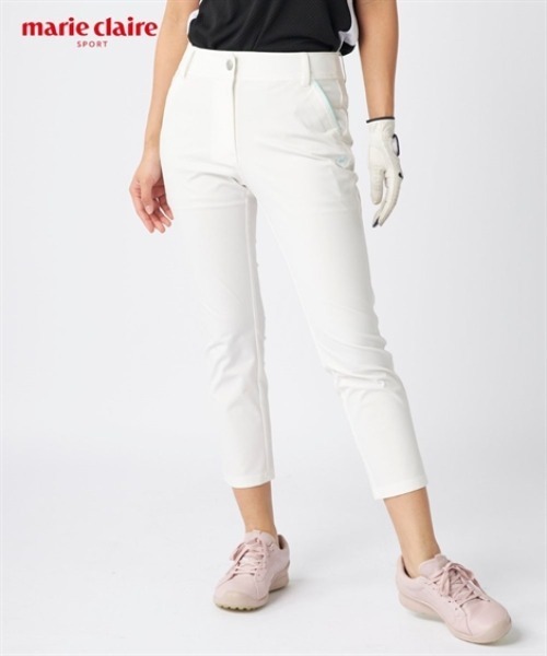 SMILELAND パンツ marie claire sport ロゴ刺しゅうストレッチ9分丈