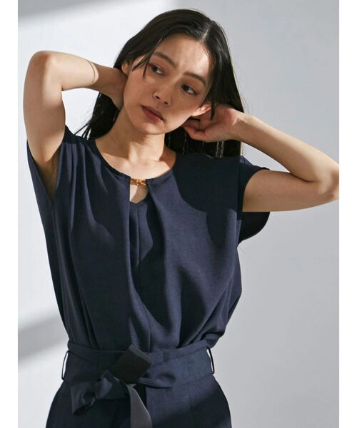 ブラウス シャツ フェイクリネンフロントバーブラウス レディース TONAL ブラウス シャツ フェイクリネンフロントバーブラウス