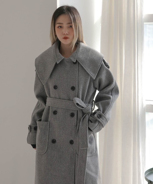 「UNE MANSION」 ダッフルコート FREE グレー レディース_画像6