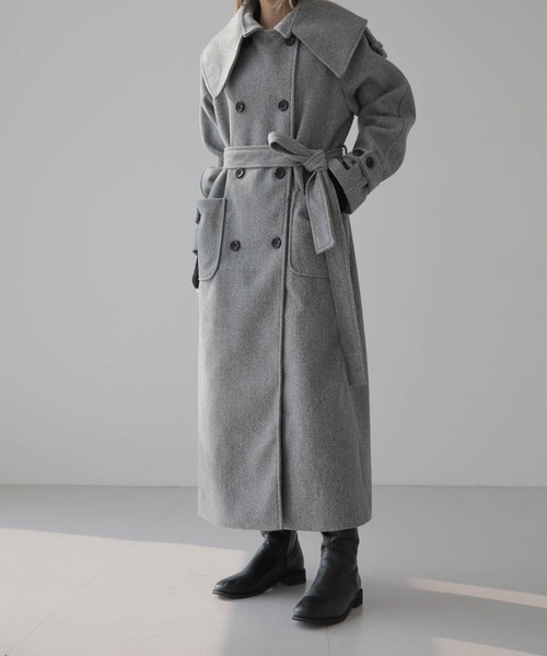 「UNE MANSION」 ダッフルコート FREE グレー レディース_画像9