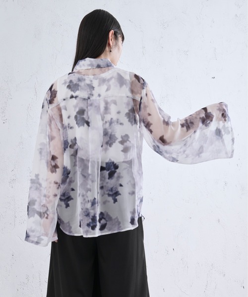 Ellno Loset【Aranコラボ】2WAYフラワー柄シアーシャツ ブラック Ellno Loset by Aran（エルノロゼットバイアラン）の「【Aran
