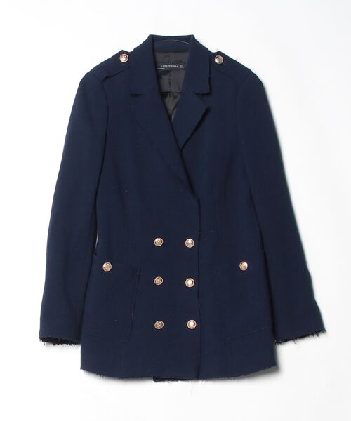 A2253★美品★ZARA*テーラードジャケット*46*ネイビー* ZARA WOMAN」 テーラードジャケット S ネイビー レディース