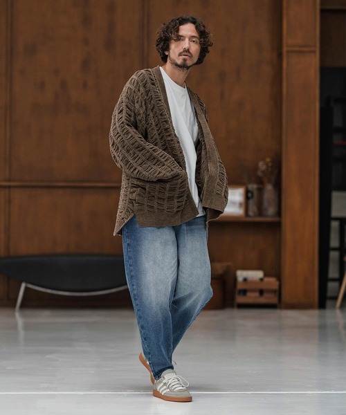 CAMBIO カーディガン mcg3662-Floating Jacquard Mole Knit Buttonless