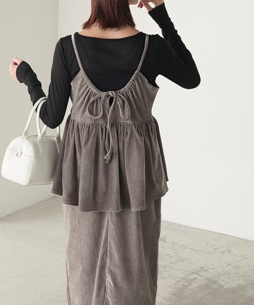 MYLAN　バックリボン キャミワンピース　シナモン BONLECILL（ボンルシール） ワンピース 「セットアップ対応」もちもち