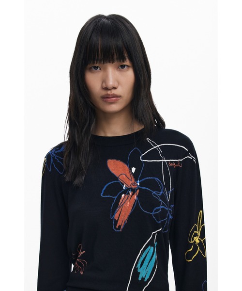 Desigual（デシグアル） ニット セーター フラワーストロークプリント