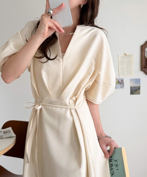 ■極美品　ELEPH　エルフ　ビックカラー　ワンピース　ホワイト　半袖 classicalelf（クラシカルエルフ） ワンピース : ZOZOTOWN Yahoo!店
