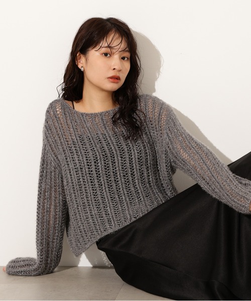 ニット セーター 「 NOLITA / ノリータ 」ゆったり ライトグレー ボーダー シンプル ベーシック クルーニット セーター レディース NOLITA LABORATORY ニット セーター 「 / ノリータ 」ゆったり