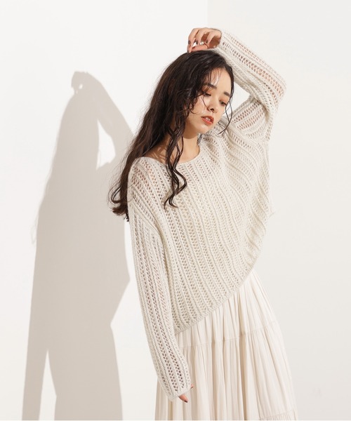 IHATOV イーハトーブ セーター Cotton cashmere back open knit IH12-24SS-37103 レディース カシミヤ混コットン ニット バックオープン カラー2色 IHATOV イーハトーブ セーター Cotton cashmere back open knit