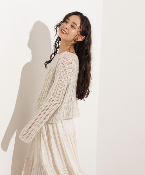N.Natural Beauty Basic ニット セーター クロップド透かし編み