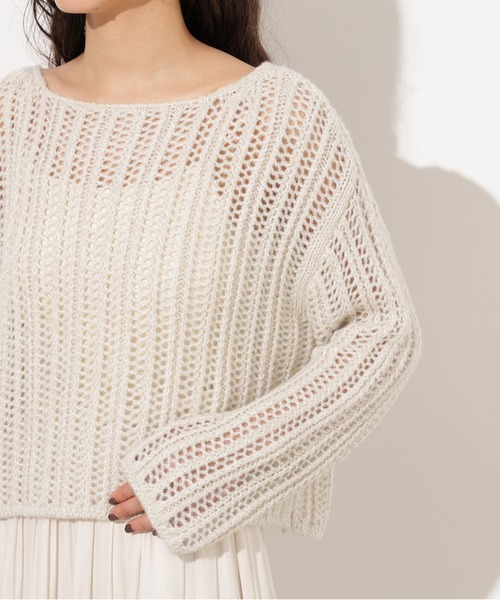 N.Natural Beauty Basic ニット セーター クロップド透かし編み