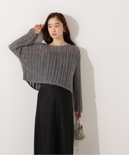 N.Natural Beauty Basic ニット セーター クロップド透かし編み