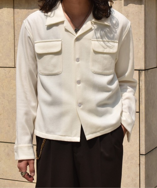 YENN ノーカラーシャツ Noen（ノエン） シャツ ウールオープンカラーシャツ メンズ : ZOZOTOWN