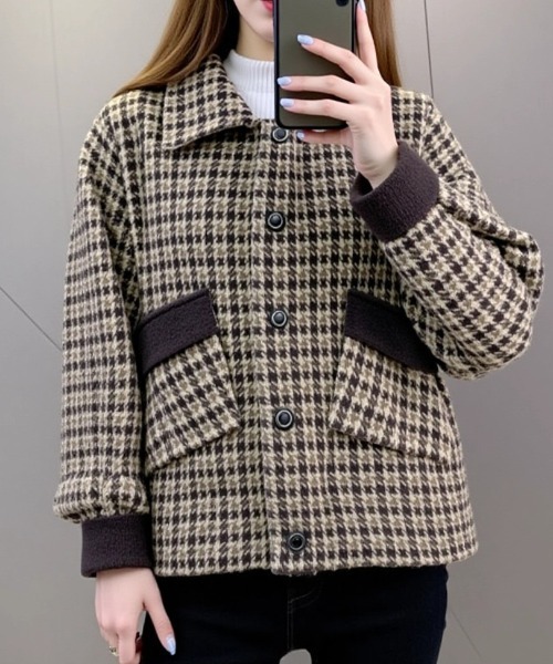 美品✨ バーバリーズ ジャケット 千鳥格子 襟レザー くるみボタン バーバリーズ 千鳥格子チェック テーラードジャケット クルミ釦 皮釦