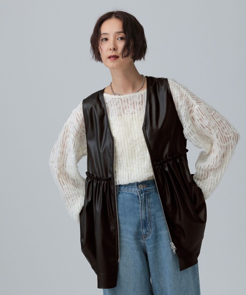 LEPSIM ベスト ジレ ギャザーWZIPベスト2 591362 レディース